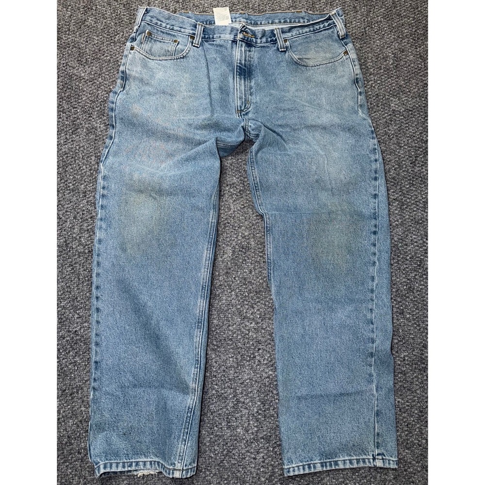 Carhartt Men's Light Blue Light Wash Straight Denim Jeans‎ Traditional fit 42x32
